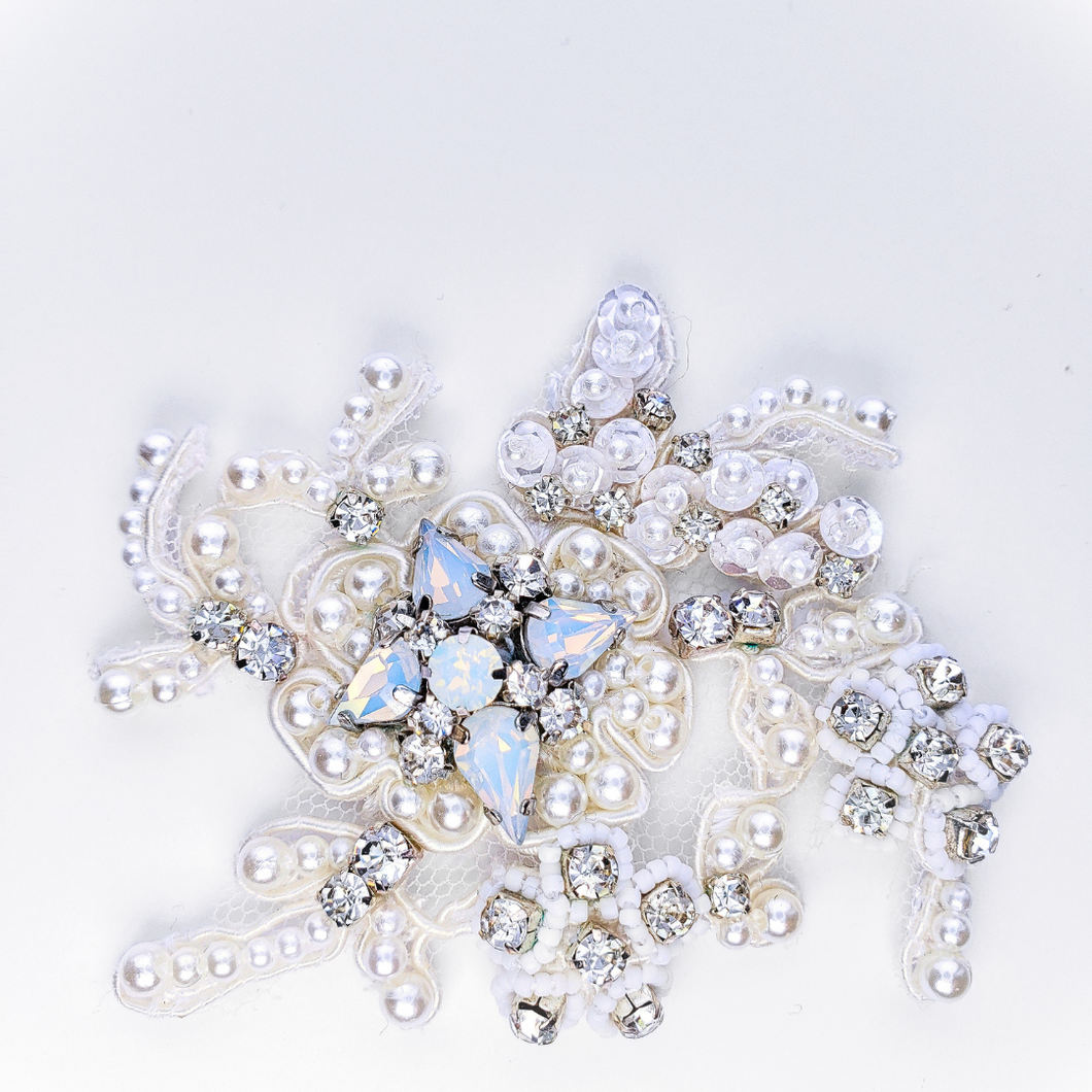 White Opal Crystal Embellished Applique