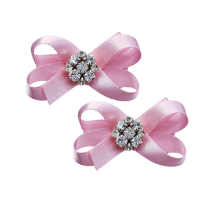 Baby Pink Small Satin Duo Hair Bow Clips