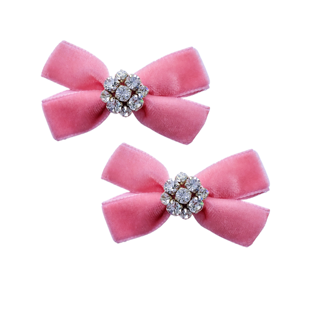 Salmon Pink Small Hair Bow Clips